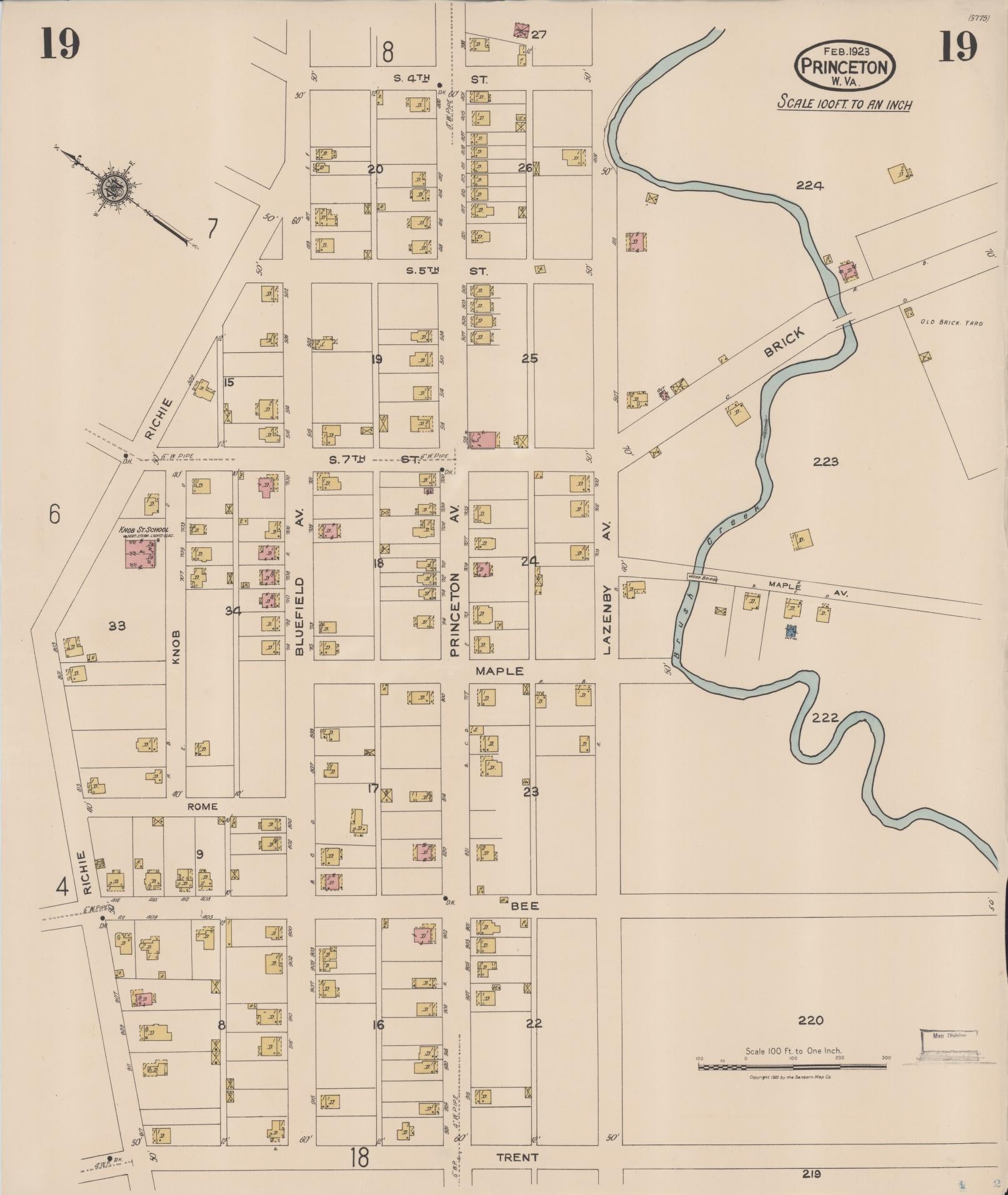 Sanborn Fire Insurance Map from Princeton, Mercer County, West Virginia (1923), Sheet #0019 - Complete Map Set gallery image, historic Sanborn map, vintage wall art, West Virginia West Virginia