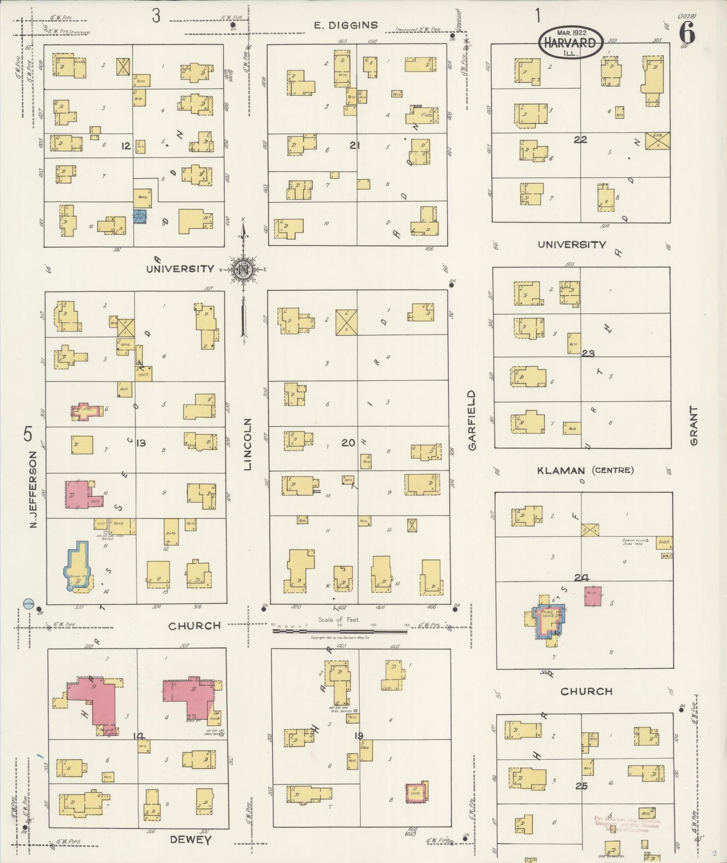 Sanborn Fire Insurance Map from Harvard, McHenry County, Illinois (1922), Sheet #0006 - Complete Map Set gallery image, historic Sanborn map, vintage wall art, Illinois Illinois