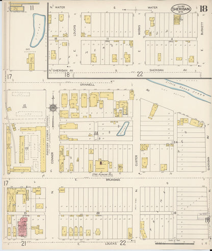 Sanborn Fire Insurance Map from Sheridan, Sheridan County, Wyoming (1912), Sheet #0018 - Complete Map Set gallery image, historic Sanborn map, vintage wall art, Wyoming Wyoming