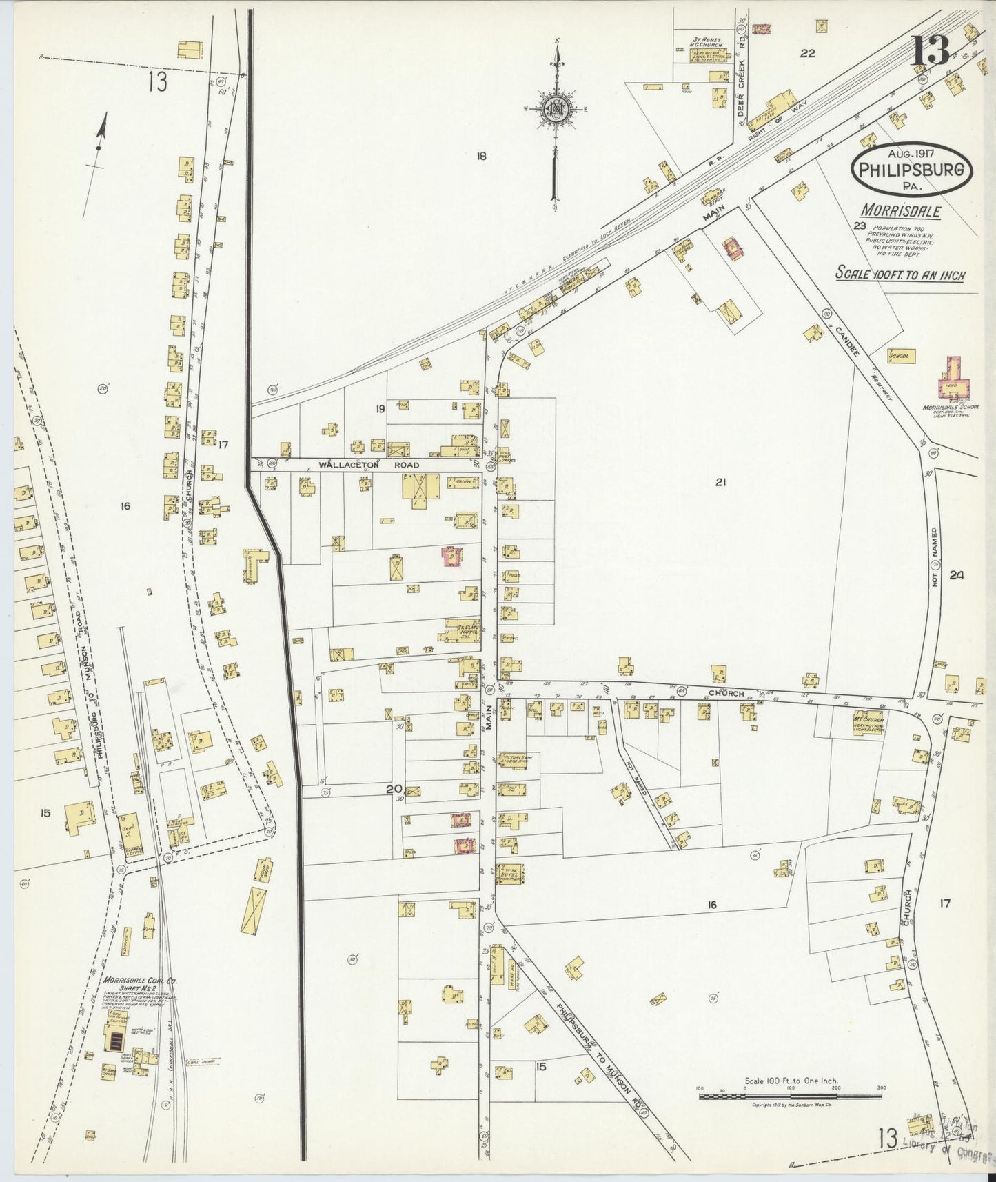 Sanborn Fire Insurance Map from Philipsburg, Centre County, Pennsylvania (1917), Sheet #0013 - Complete Map Set gallery image, historic Sanborn map, vintage wall art, Pennsylvania Pennsylvania