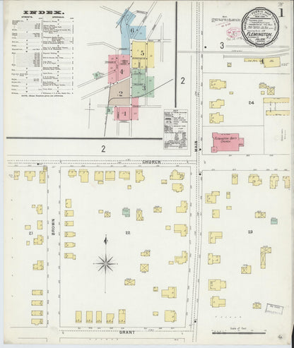 Sanborn Fire Insurance Map from Flemington, Hunterdon County, New Jersey (1896), Sheet #0001 - Complete Map Set gallery image, historic Sanborn map, vintage wall art, New Jersey New Jersey