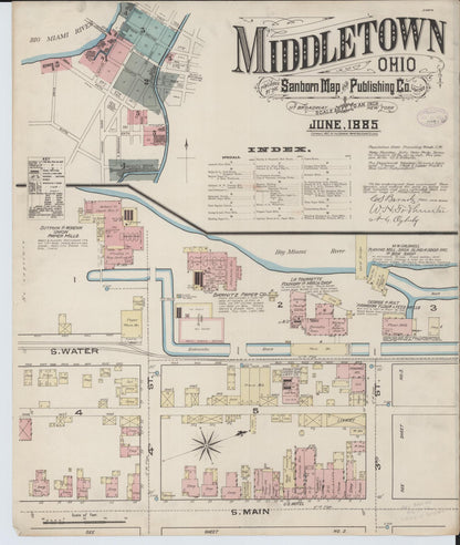 Sanborn Fire Insurance Map from Middletown, Butler County, Ohio (1885), Sheet #0001 - Historic Sanborn Fire Insurance Map Print, vintage old map wall art, antique decor, genealogy gift, Ohio Ohio map