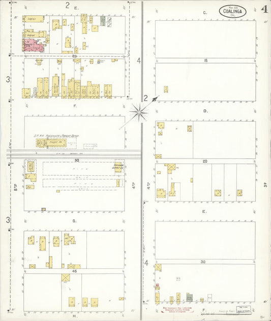 Sanborn Fire Insurance Map from Coalinga, Fresno County, California (1905), Sheet #0004 - Historic Sanborn Fire Insurance Map Print, vintage old map wall art, antique decor, genealogy gift, California California map