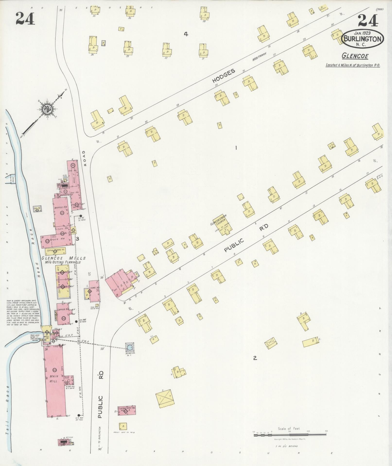 Sanborn Fire Insurance Map from Burlington, Alamance County, North Carolina (1929), Sheet #0024 - Complete Map Set gallery image, historic Sanborn map, vintage wall art, North Carolina North Carolina