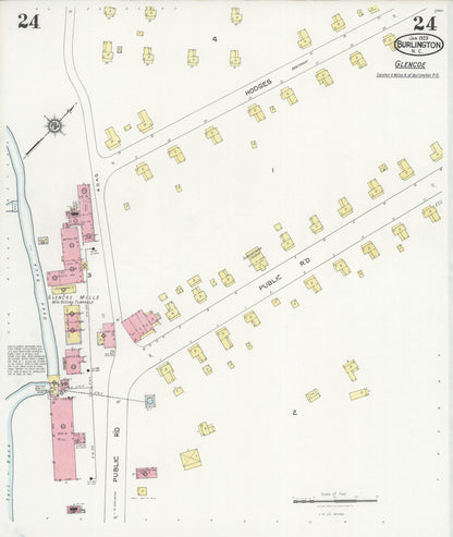 Sanborn Fire Insurance Map from Burlington, Alamance County, North Carolina (1929), Sheet #0024 - Complete Map Set gallery image, historic Sanborn map, vintage wall art, North Carolina North Carolina