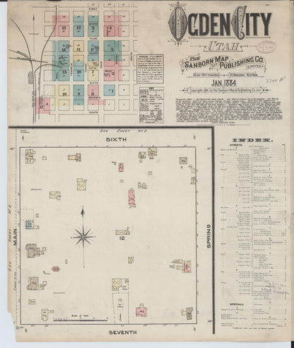 Sanborn Fire Insurance Map from Ogden, Weber County, Utah (1884), Sheet #0001 - Complete Map Set gallery image, historic Sanborn map, vintage wall art, Utah Utah