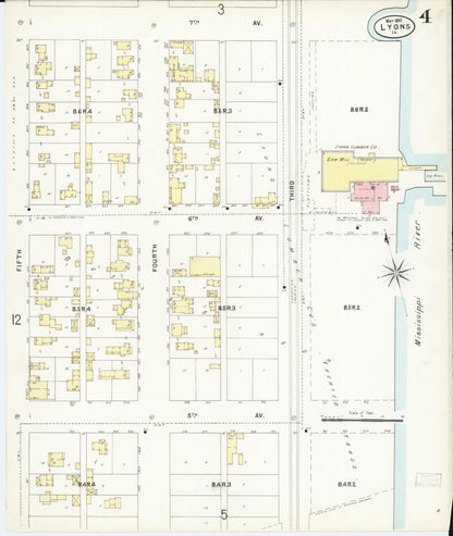 Sanborn Fire Insurance Map from Lyons, Clinton County, Iowa (1897), Sheet #0004 - Historic Sanborn Fire Insurance Map Print