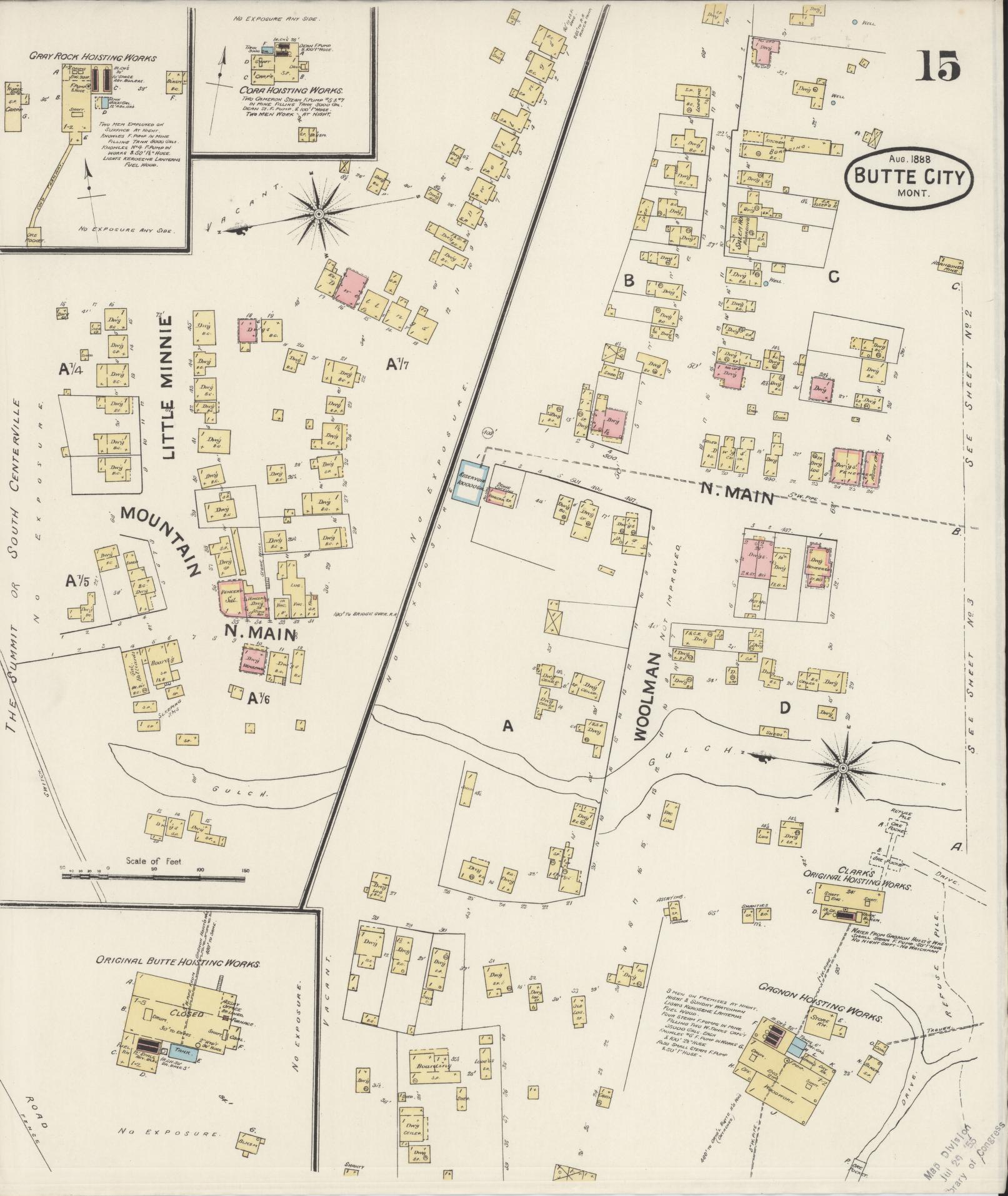 Sanborn Fire Insurance Map from Butte, Silver Bow County, Montana (1888), Sheet #0015 - Complete Map Set gallery image, historic Sanborn map, vintage wall art, Montana Montana