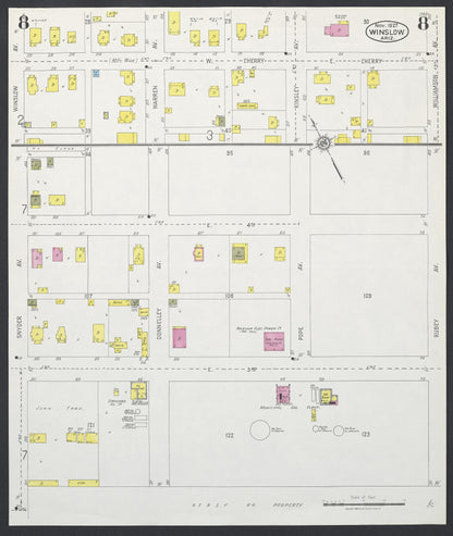 Sanborn Fire Insurance Map from Winslow, Navajo County, Arizona (1927), Sheet #0008 - Complete Map Set gallery image, historic Sanborn map, vintage wall art, Arizona Arizona