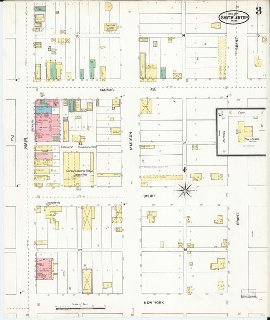 Sanborn Fire Insurance Map from Smith Center, Smith County, Kansas (1904), Sheet #0003 - Historic Sanborn Fire Insurance Map Print, vintage old map wall art, antique decor, genealogy gift, Kansas Kansas map