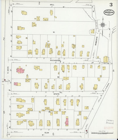 Sanborn Fire Insurance Map from Warsaw, Wyoming County, New York (1919), Sheet #0003 - Complete Map Set gallery image, historic Sanborn map, vintage wall art, Warsaw Wyoming
