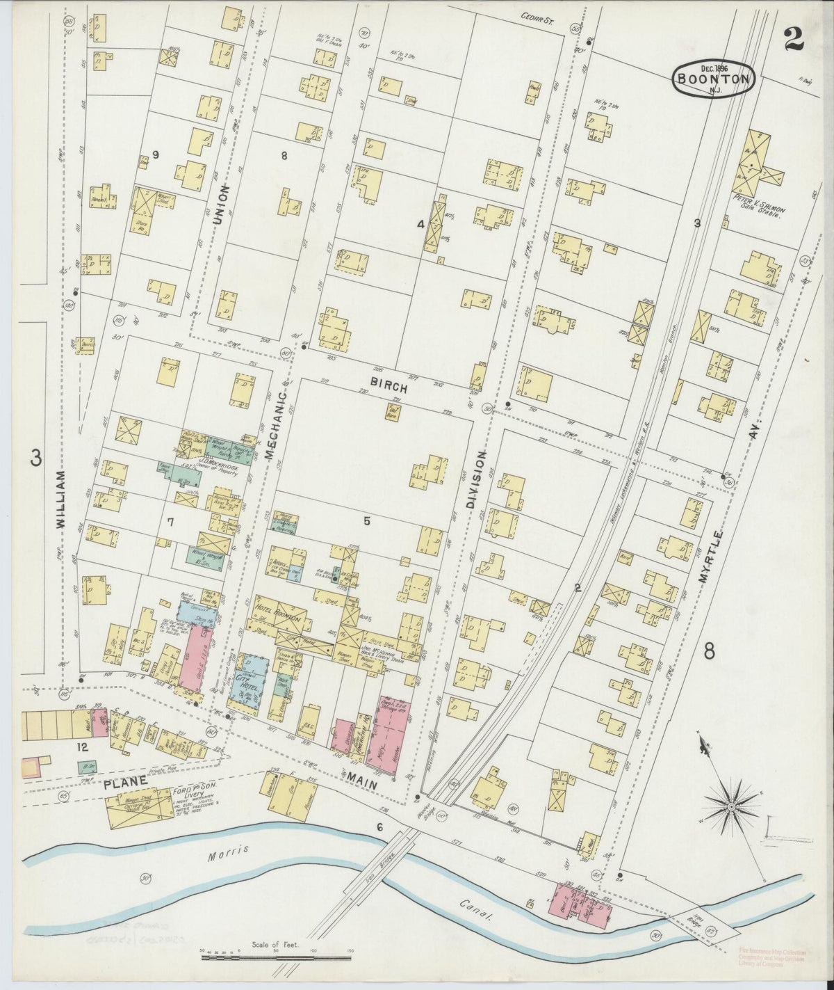 Sanborn Fire Insurance Map from Boonton, Morris County, New Jersey (1896), Sheet #0002 - Historic Sanborn Fire Insurance Map Print, vintage old map wall art, antique decor, genealogy gift, New Jersey New Jersey map