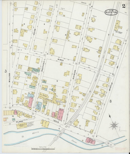 Sanborn Fire Insurance Map from Boonton, Morris County, New Jersey (1896), Sheet #0002 - Historic Sanborn Fire Insurance Map Print, vintage old map wall art, antique decor, genealogy gift, New Jersey New Jersey map