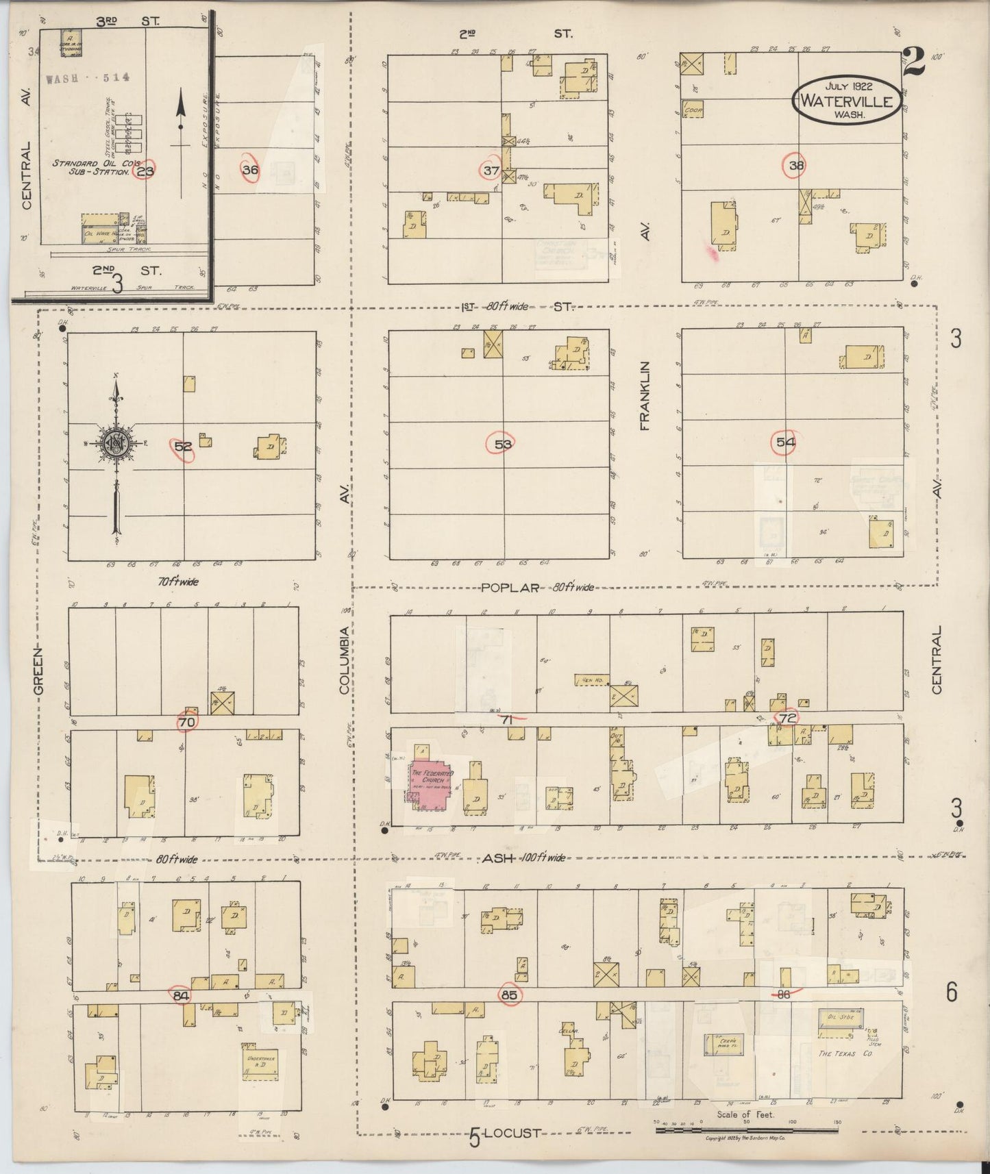 Sanborn Fire Insurance Map from Waterville, Douglas County, Washington (1942), Sheet #0002 - Complete Map Set gallery image, historic Sanborn map, vintage wall art, Washington Washington