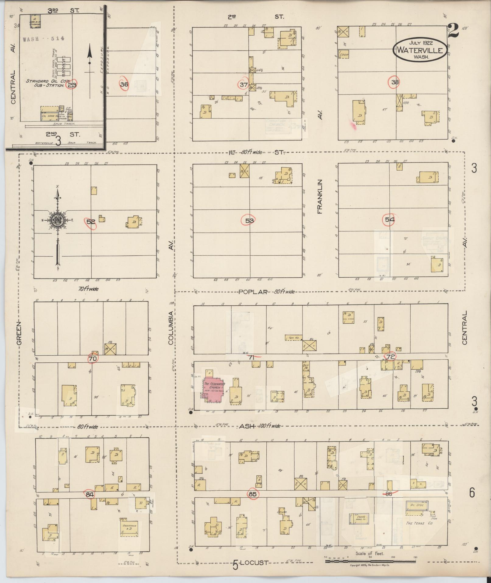 Sanborn Fire Insurance Map from Waterville, Douglas County, Washington (1942), Sheet #0002 - Complete Map Set gallery image, historic Sanborn map, vintage wall art, Washington Washington