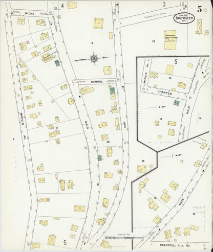 Sanborn Fire Insurance Map from Brewster, Putnam County, New York (1910), Sheet #0005 - Historic Sanborn Fire Insurance Map Print, vintage old map wall art, antique decor, genealogy gift, New York New York map