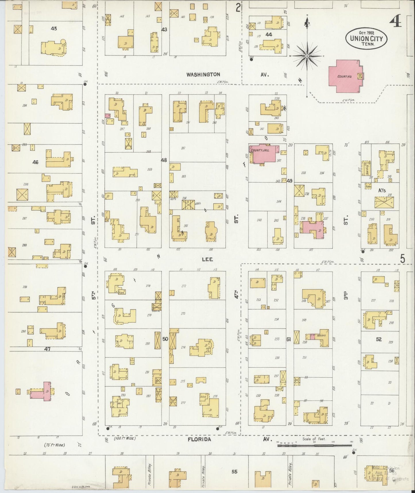 Sanborn Fire Insurance Map from Union City, Obion County, Tennessee (1902), Sheet #0004 - Complete Map Set gallery image, historic Sanborn map, vintage wall art, Tennessee Tennessee