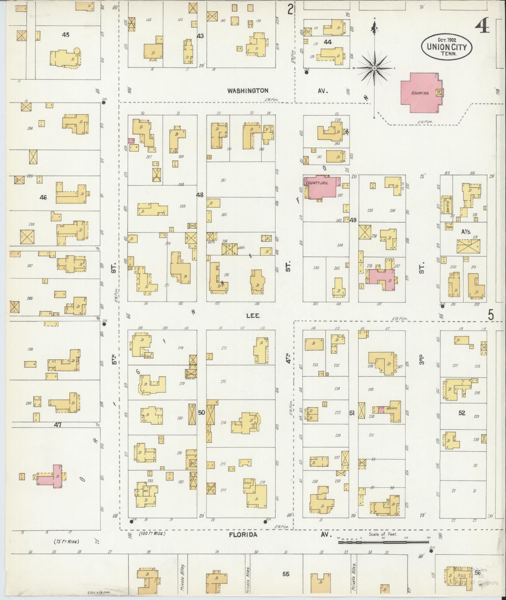 Sanborn Fire Insurance Map from Union City, Obion County, Tennessee (1902), Sheet #0004 - Complete Map Set gallery image, historic Sanborn map, vintage wall art, Tennessee Tennessee