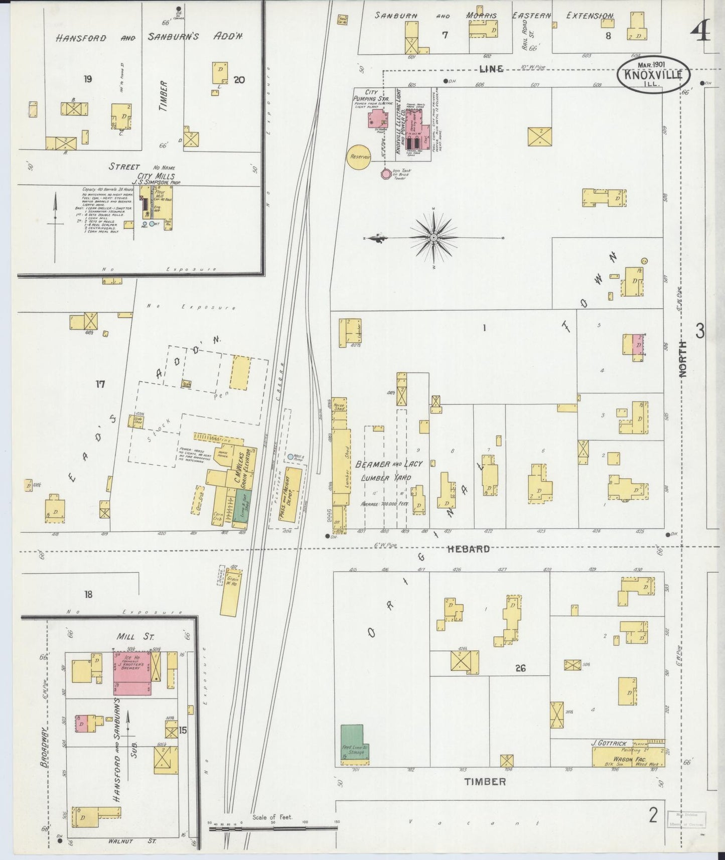 Sanborn Fire Insurance Map from Knoxville, Knox County, Illinois (1901), Sheet #0004 - Complete Map Set gallery image, historic Sanborn map, vintage wall art, Illinois Illinois