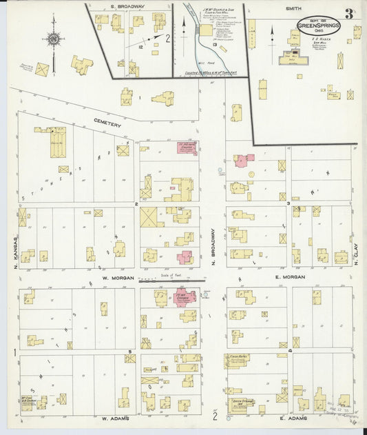 Sanborn Fire Insurance Map from Green Springs, Sandusky And Seneca Counties, Ohio (1911), Sheet #0003 - Historic Sanborn Fire Insurance Map Print, vintage old map wall art, antique decor, genealogy gift, Ohio Ohio map