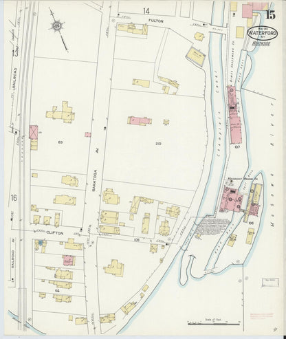 Sanborn Fire Insurance Map from Waterford, Saratoga County, New York (1914), Sheet #0015 - Complete Map Set gallery image, historic Sanborn map, vintage wall art, New York New York