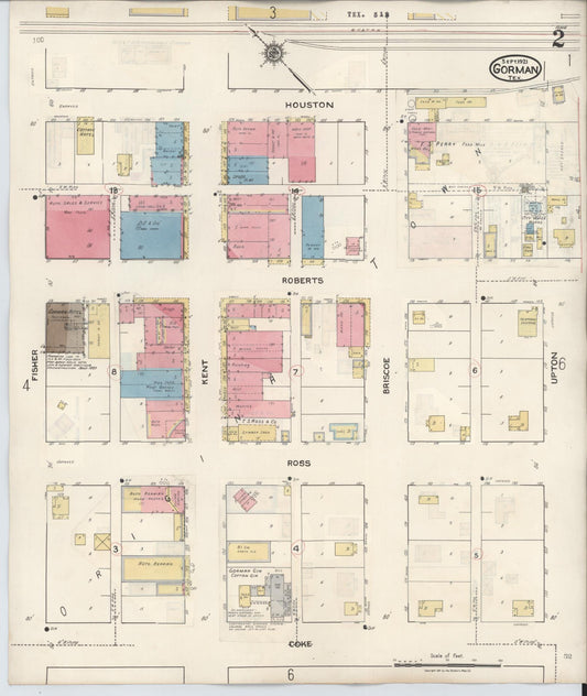 Sanborn Fire Insurance Map from Gorman, Eastland County, Texas (1945), Sheet #0002 - Historic Sanborn Fire Insurance Map Print, vintage old map wall art, antique decor, genealogy gift, Texas Texas map