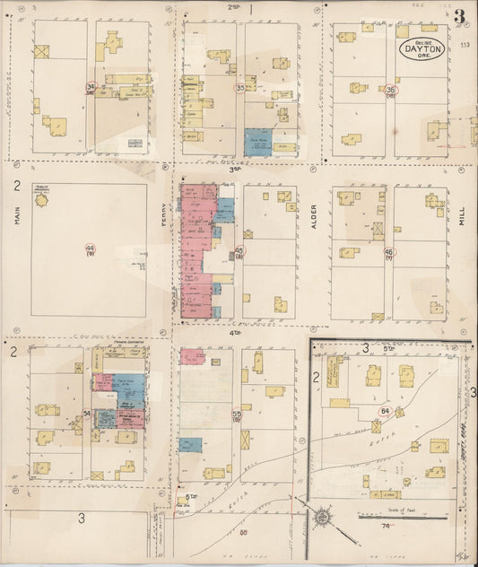 Sanborn Fire Insurance Map from Dayton, Yamhill County, Oregon (1931), Sheet #0003 - Historic Sanborn Fire Insurance Map Print, vintage old map wall art, antique decor, genealogy gift, Oregon Oregon map