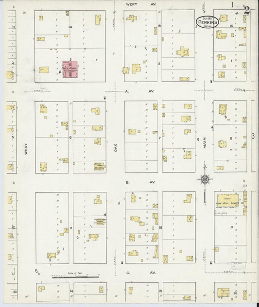 Sanborn Fire Insurance Map from Perkins, Payne County, Oklahoma (1915), Sheet #0002 - Historic Sanborn Fire Insurance Map Print, vintage old map wall art, antique decor, genealogy gift, Oklahoma Oklahoma map