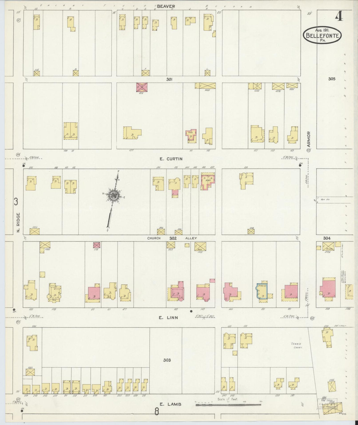 Sanborn Fire Insurance Map from Bellefonte, Centre County, Pennsylvania (1911), Sheet #0004 - Complete Map Set gallery image, historic Sanborn map, vintage wall art, Pennsylvania Pennsylvania