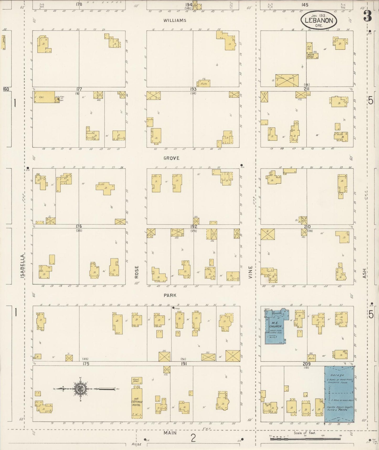 Sanborn Fire Insurance Map from Lebanon, Linn County, Oregon (1913), Sheet #0003 - Complete Map Set gallery image, historic Sanborn map, vintage wall art, Oregon Oregon