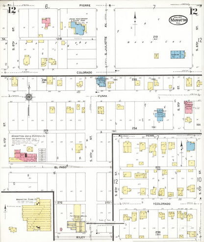 Sanborn Fire Insurance Map from Manhattan, Riley County, Kansas (1923), Sheet #0012 - Complete Map Set gallery image, historic Sanborn map, vintage wall art, Kansas Kansas