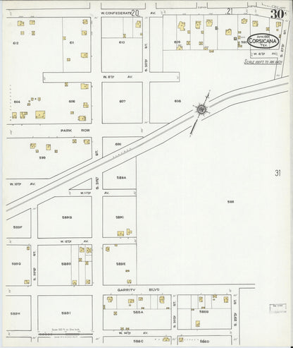 Sanborn Fire Insurance Map from Corsicana, Navarro County, Texas (1921), Sheet #0030 - Complete Map Set gallery image, historic Sanborn map, vintage wall art, Texas Texas
