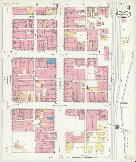 Sanborn Fire Insurance Map from Logansport, Cass County, Indiana (1911), Sheet #0003 - Historic Sanborn Fire Insurance Map Print, vintage old map wall art, antique decor, genealogy gift, Indiana Indiana map