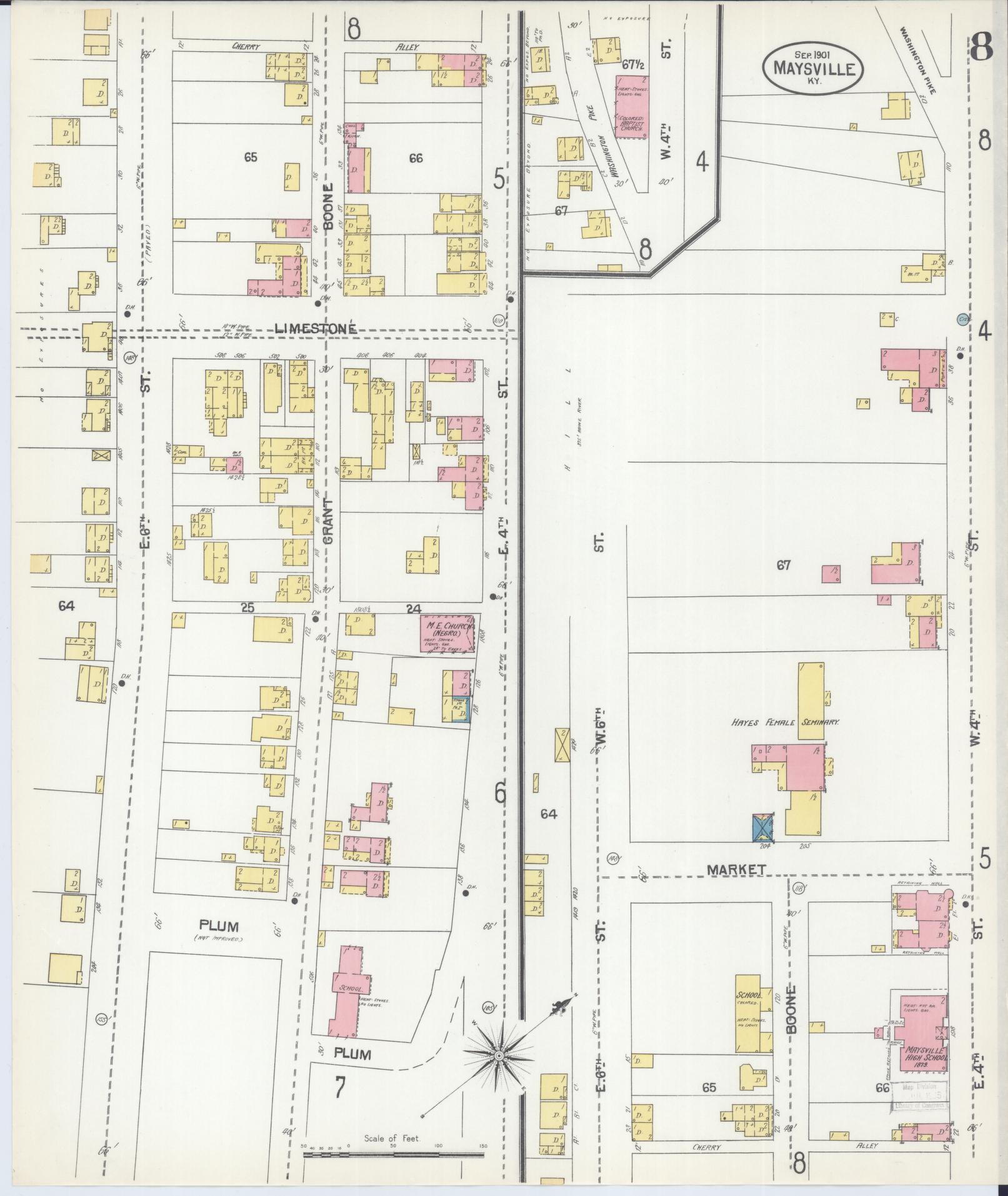 Sanborn Fire Insurance Map from Maysville, Mason County, Kentucky (1901), Sheet #0008 - Complete Map Set gallery image, historic Sanborn map, vintage wall art, Kentucky Kentucky