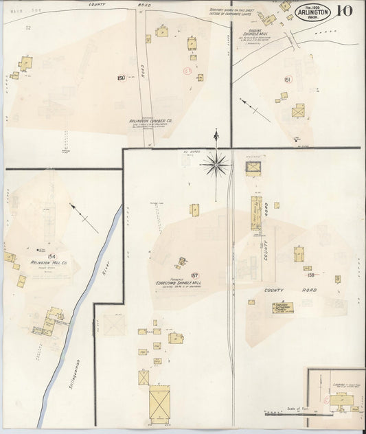 Sanborn Fire Insurance Map from Arlington, Snohomish County, Washington (1940), Sheet #0010 - Historic Sanborn Fire Insurance Map Print, vintage old map wall art, antique decor, genealogy gift, Washington Washington map