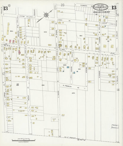 Sanborn Fire Insurance Map from Pleasantville, Atlantic County, New Jersey (1924), Sheet #0013 - Complete Map Set gallery image, historic Sanborn map, vintage wall art, New Jersey New Jersey
