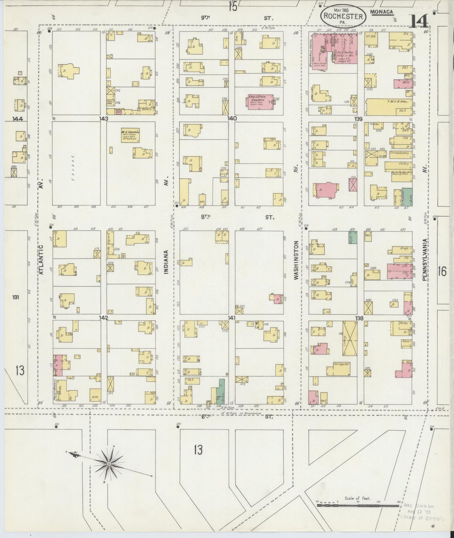 Sanborn Fire Insurance Map from Rochester, Beaver County, Pennsylvania (1903), Sheet #0014 - Complete Map Set gallery image, historic Sanborn map, vintage wall art, Pennsylvania Pennsylvania