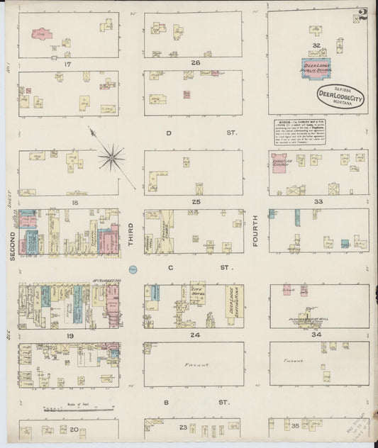 Sanborn Fire Insurance Map from Deer Lodge, Powell County, Montana (1884), Sheet #0002 - Historic Sanborn Fire Insurance Map Print, vintage old map wall art, antique decor, genealogy gift, Montana Montana map
