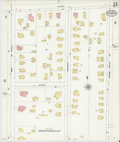 Sanborn Fire Insurance Map from Newark, Wayne County, New York (1906), Sheet #0011 - Historic Sanborn Fire Insurance Map Print, vintage old map wall art, antique decor, genealogy gift, New York New York map
