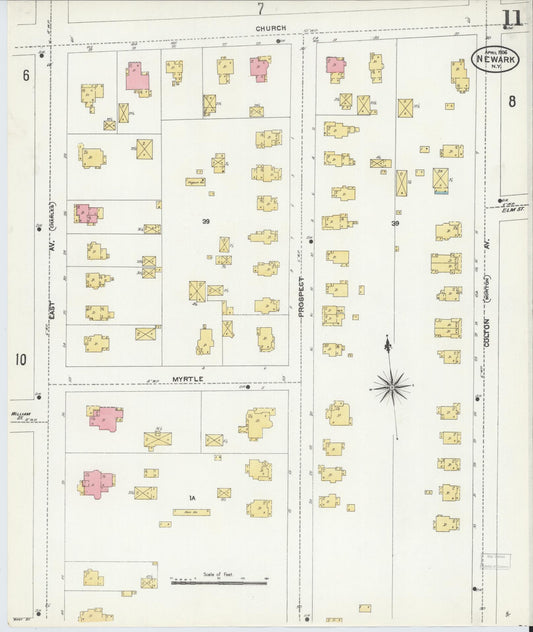 Sanborn Fire Insurance Map from Newark, Wayne County, New York (1906), Sheet #0011 - Historic Sanborn Fire Insurance Map Print, vintage old map wall art, antique decor, genealogy gift, New York New York map