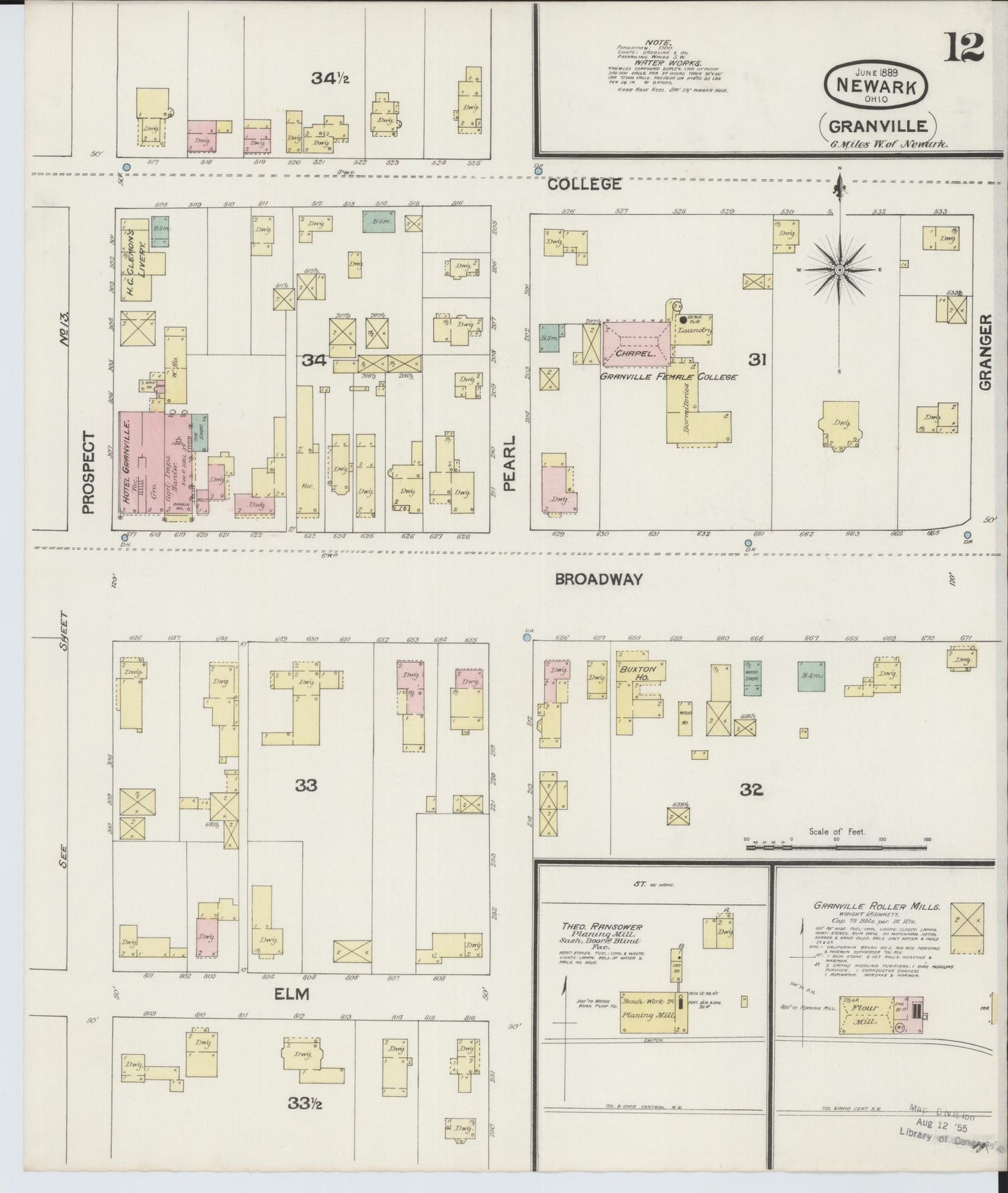 Sanborn Fire Insurance Map from Newark, Licking County, Ohio (1889), Sheet #0012 - Complete Map Set gallery image, historic Sanborn map, vintage wall art, Ohio Ohio