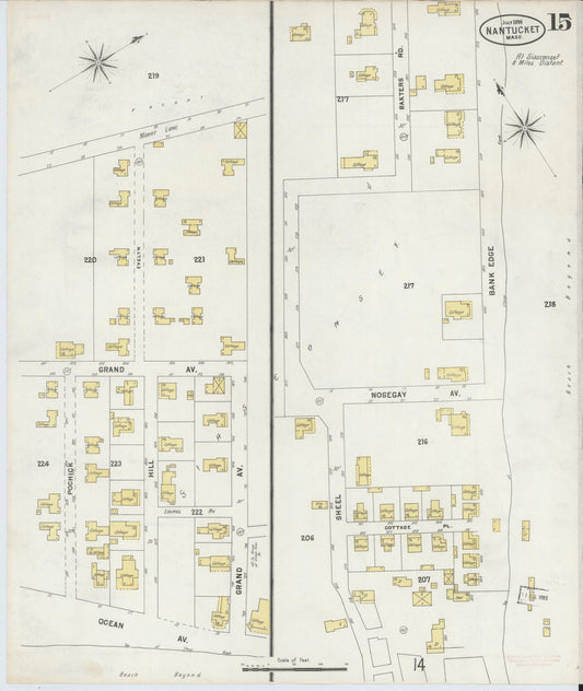 Sanborn Fire Insurance Map from Nantucket, Nantucket County, Massachusetts (1898), Sheet #0015 - Historic Sanborn Fire Insurance Map Print, vintage old map wall art, antique decor, genealogy gift, Massachusetts Massachusetts map