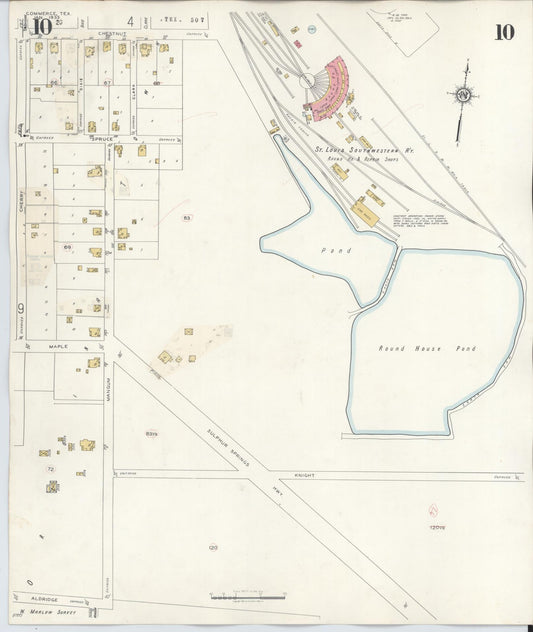Sanborn Fire Insurance Map from Commerce, Hunt County, Texas (1940), Sheet #0010 - Historic Sanborn Fire Insurance Map Print, vintage old map wall art, antique decor, genealogy gift, Texas Texas map