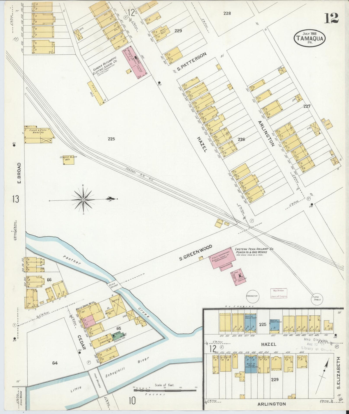Sanborn Fire Insurance Map from Tamaqua, Schuylkill County, Pennsylvania (1908), Sheet #0012 - Historic Sanborn Fire Insurance Map Print, vintage old map wall art, antique decor, genealogy gift, Pennsylvania Pennsylvania map