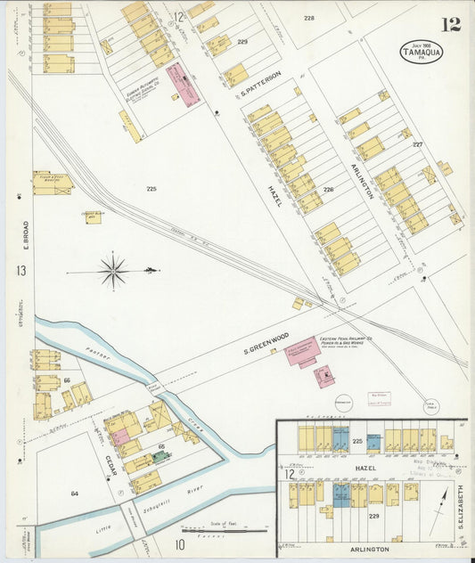 Sanborn Fire Insurance Map from Tamaqua, Schuylkill County, Pennsylvania (1908), Sheet #0012 - Historic Sanborn Fire Insurance Map Print, vintage old map wall art, antique decor, genealogy gift, Pennsylvania Pennsylvania map