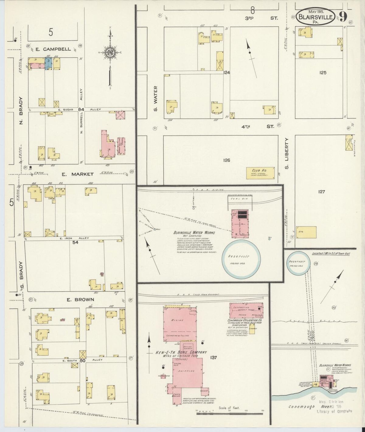 Sanborn Fire Insurance Map from Blairsville, Indiana County, Pennsylvania (1915), Sheet #0009 - Historic Sanborn Fire Insurance Map Print, vintage old map wall art, antique decor, genealogy gift, Blairsville Indiana map