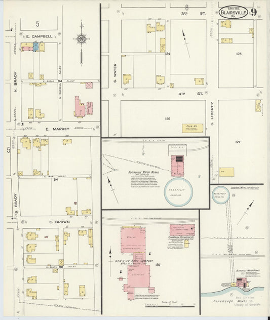 Sanborn Fire Insurance Map from Blairsville, Indiana County, Pennsylvania (1915), Sheet #0009 - Historic Sanborn Fire Insurance Map Print, vintage old map wall art, antique decor, genealogy gift, Blairsville Indiana map