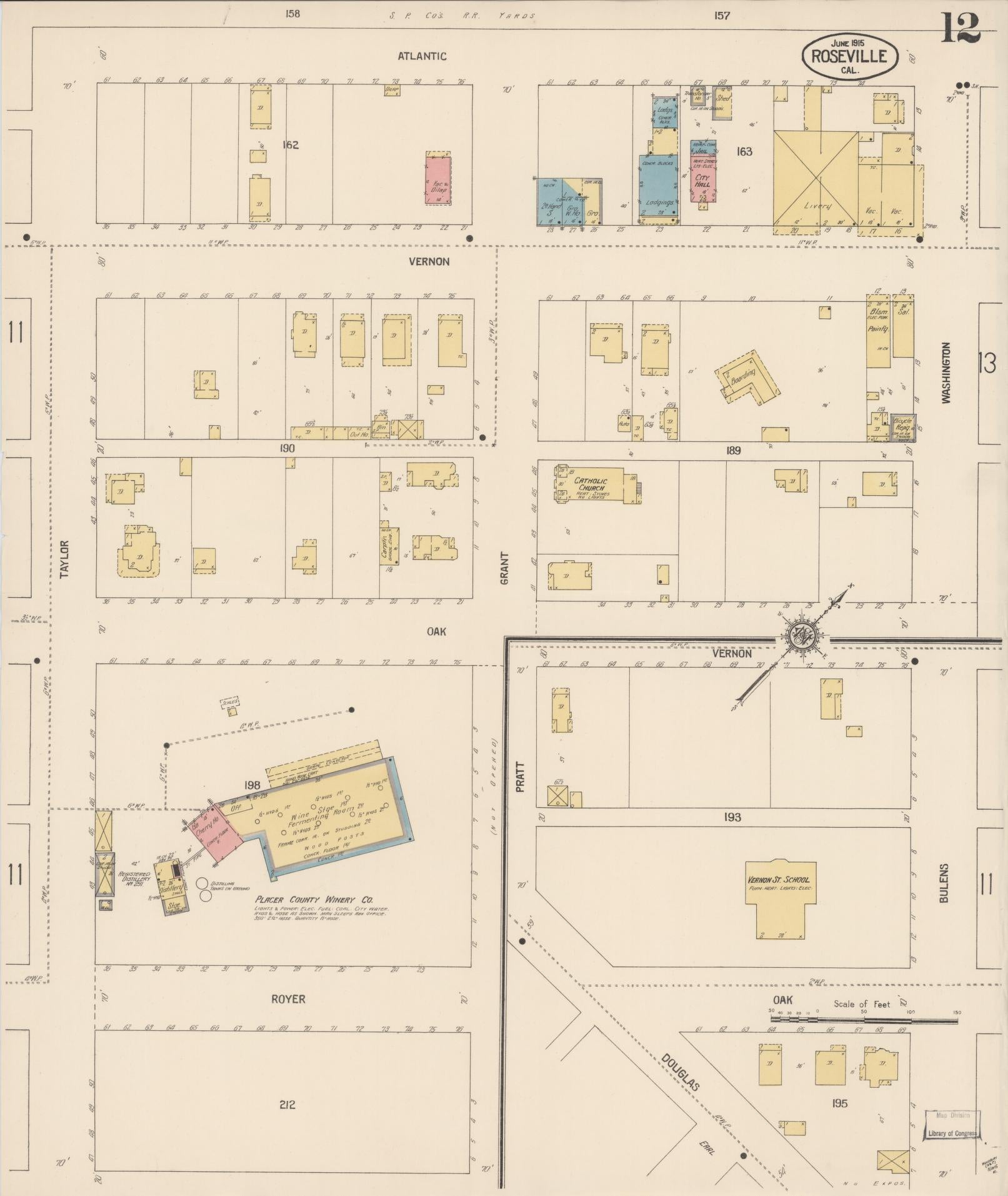 Sanborn Fire Insurance Map from Roseville, Placer County, California (1915), Sheet #0012 - Complete Map Set gallery image, historic Sanborn map, vintage wall art, California California