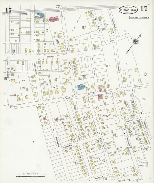 Sanborn Fire Insurance Map from Pleasantville, Atlantic County, New Jersey (1924), Sheet #0017 - Historic Sanborn Fire Insurance Map Print, vintage old map wall art, antique decor, genealogy gift, New Jersey New Jersey map