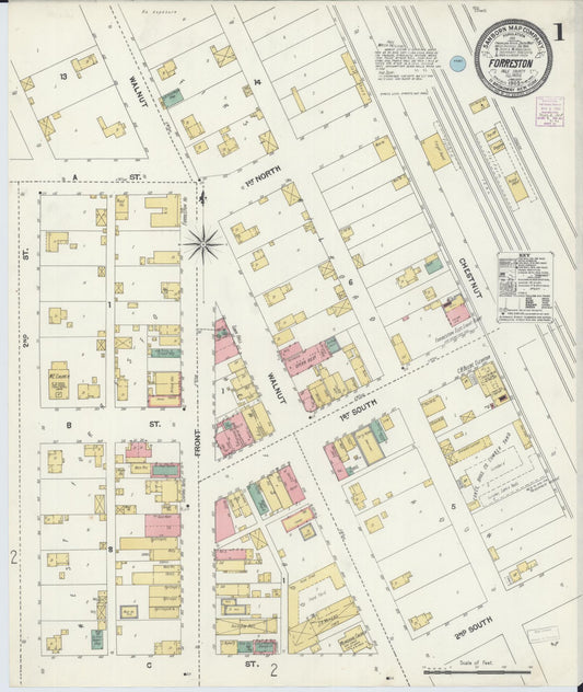 Sanborn Fire Insurance Map from Forreston, Ogle County, Illinois (1905), Sheet #0001 - Complete Map Set gallery image, historic Sanborn map, vintage wall art, Illinois Illinois